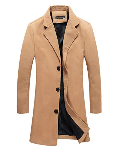 Herren Mantel Slim Fit Gekerbten Kragen Jacke (M, Camel) von Benibos