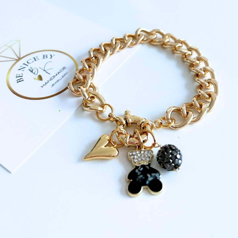 Armband Damen Gold - Teddybär 18K Statement Mit Anhänger Gliederarmband von BenicebyBK