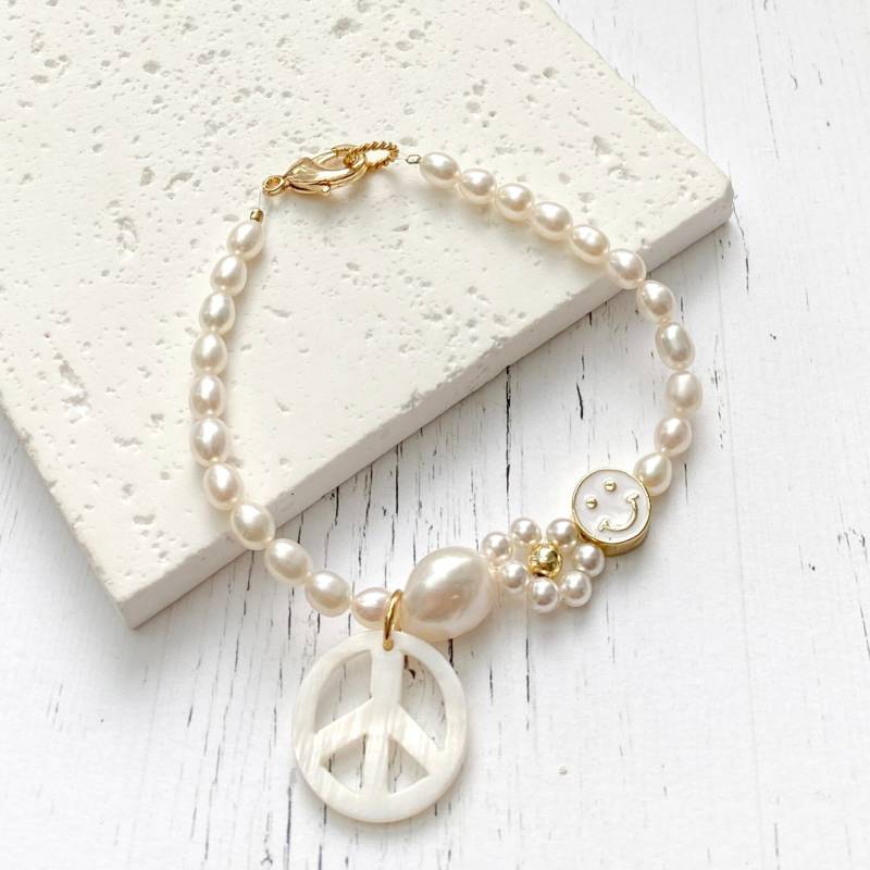 Armband Damen - Weiß Daisy Perlenarmband Armkette Geburtstagsgeschenk Frau Geschenk Beste Freundin von BenicebyBK