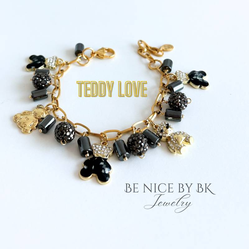 Bettelarmband - 18K Vergoldet Teddy Armband Mit Anhänger Statement Geschenkideen Freundin von BenicebyBK