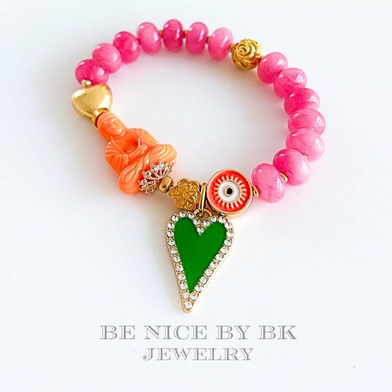 Buddha Armband Damen Im Boho Style Mit Jade Perlen - Glücksarmband Spiritueller Schmuck Geschenke Für Frauen von BenicebyBK