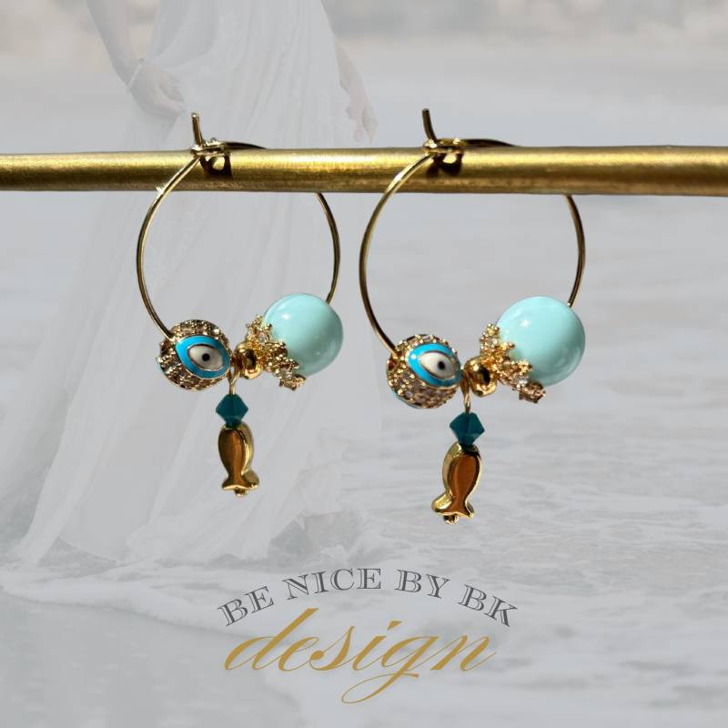 Creolen Mit Anhänger Ocean Love - Statement Ohrringe Modeschmuck Geschenke Für Frauen Schmuck Damen von BenicebyBK