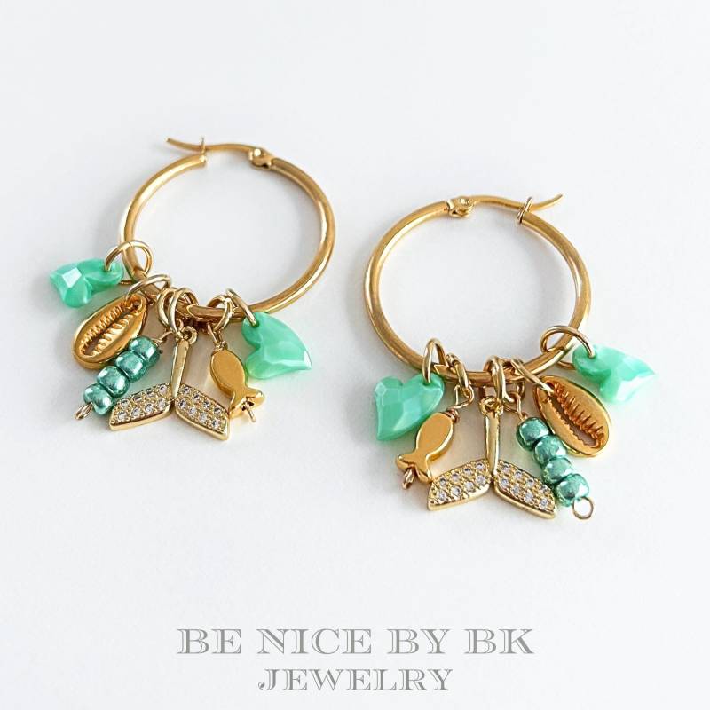 Creolen Mit Anhänger Zum Wechseln, Ausgefallene Ohrringe Modeschmuck, Extravagante Ohrringe, Maritimer Schmuck Frauen von BenicebyBK