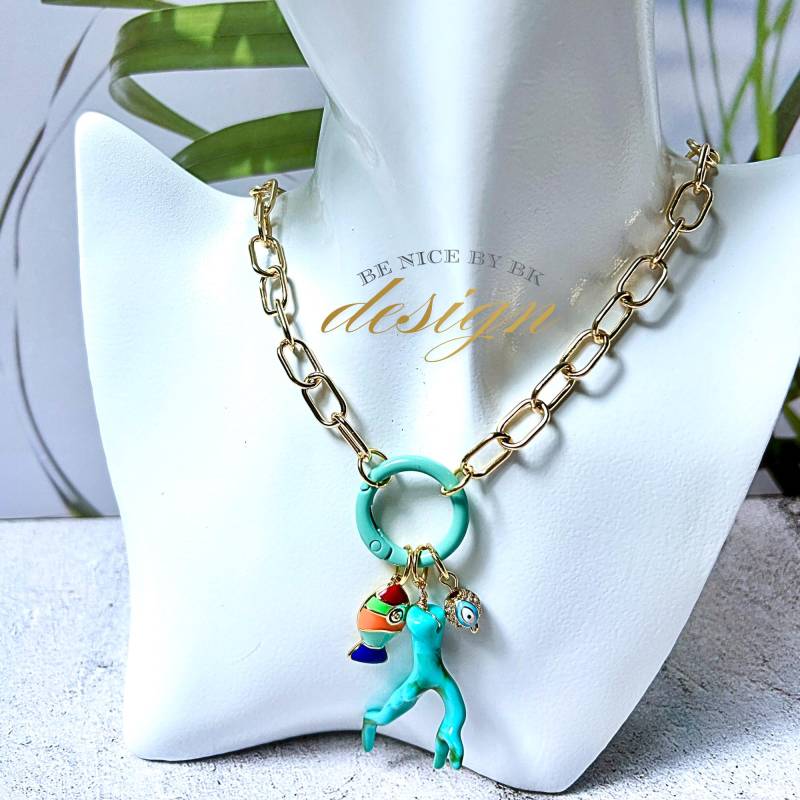 Halskette Damen Mit Karabiner Im Boho Style - Maritimer Schmuck -Halskette Für Freundin Geschenke Frauen Halskette Damen Mit Karabiner Im Boho Style - Maritimer Schmuck -Halskette Für Freundin Geschenke Frauen von BenicebyBK