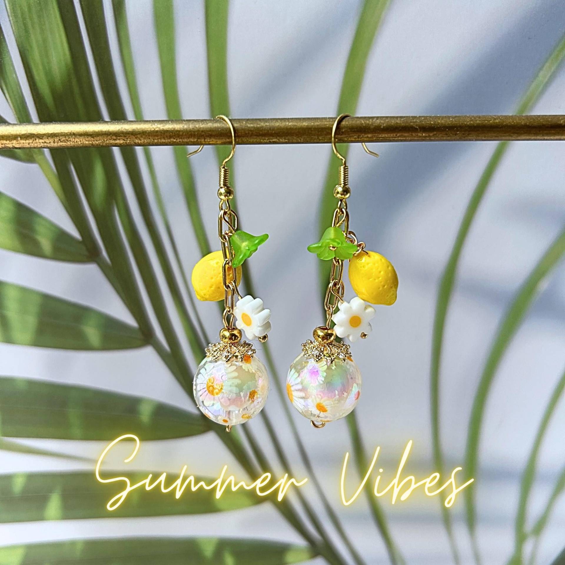 Ohrringe Hängend Mit Zitronen Und Millefiori Perlen - Statement Für Den Strand Schmuck Ohrringe Hängend Mit Zitronen Und Millefiori Perlen - Statement Für Den Strand Schmuck von BenicebyBK