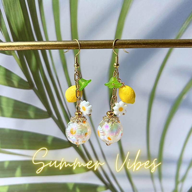 Ohrringe Hängend Mit Zitronen Und Millefiori Perlen - Statement Für Den Strand Schmuck Ohrringe Hängend Mit Zitronen Und Millefiori Perlen - Statement Für Den Strand Schmuck von BenicebyBK