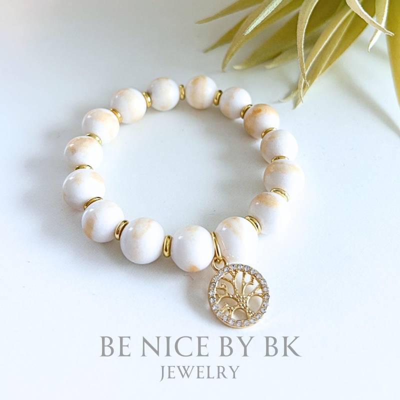 Perlenarmband Damen Boho Style Mit Jade Perlen, Armschmuck Modeschmuck, Geschenk Für Freundin Schmuck von BenicebyBK