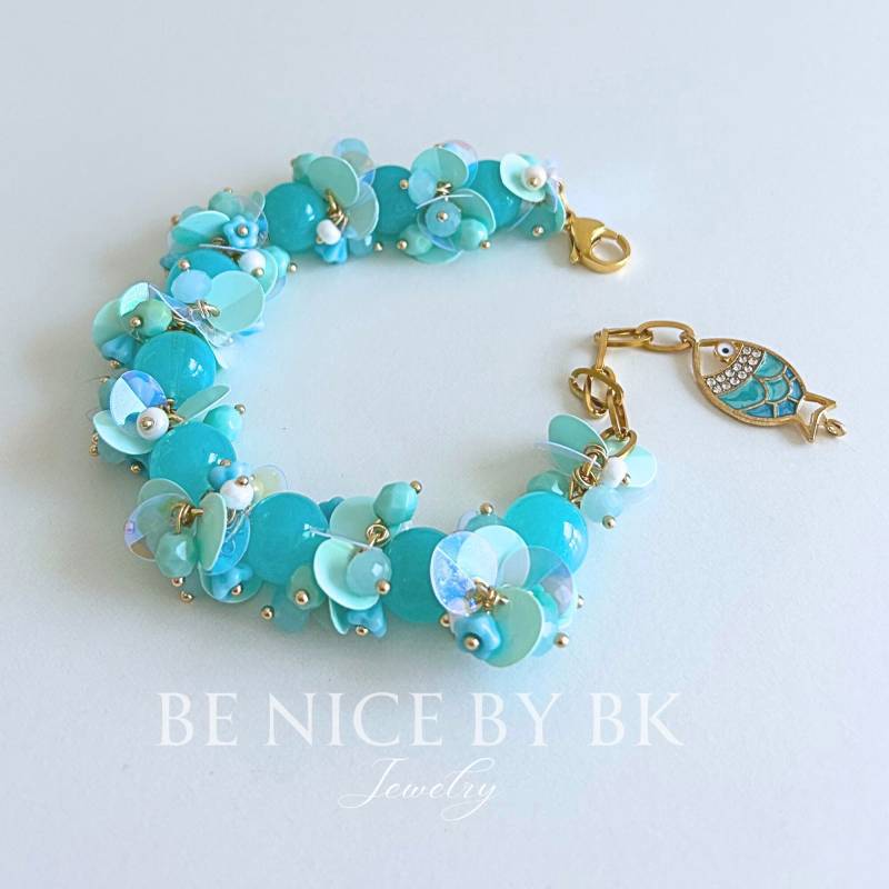 Perlenarmband Damen Mit Türkisen Perlen Im Boho Style, 24K Vergoldet, Hochwertiger Modeschmuck, Geschenk Für Freundin Schmuck von BenicebyBK