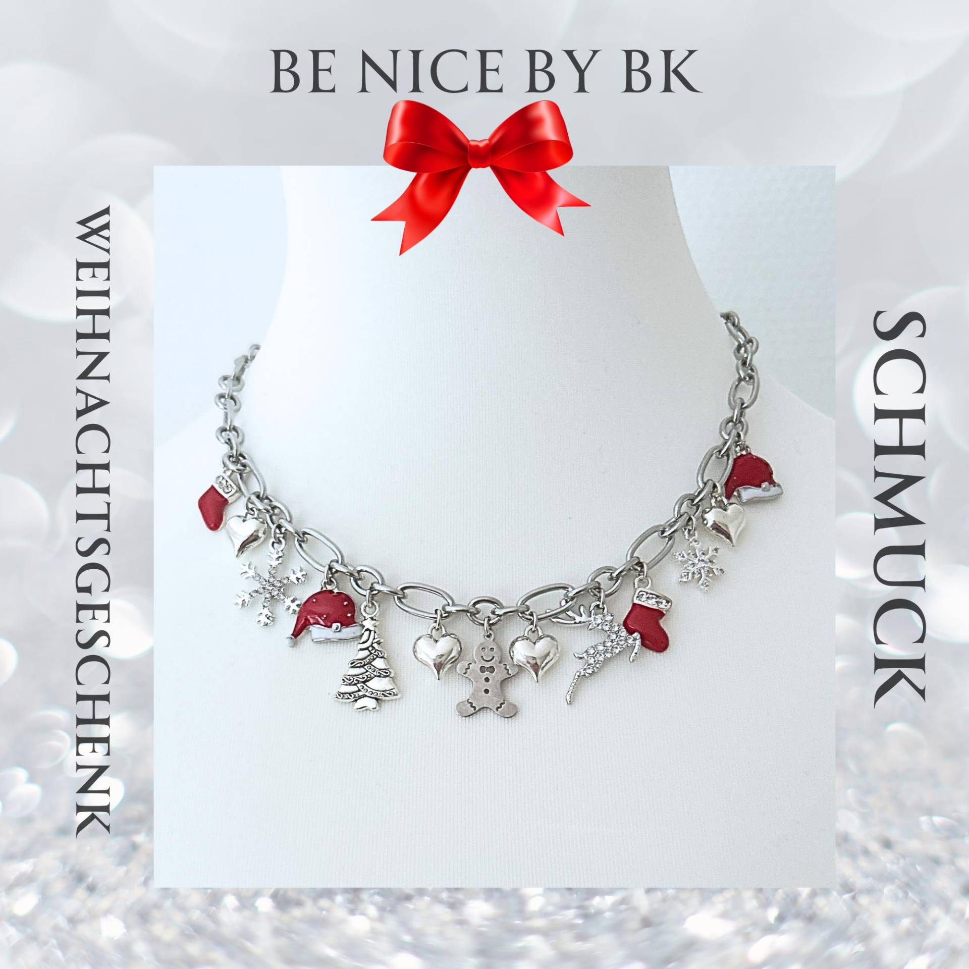 Weihnachtskette Schmuck Mit Weihnachtlichen Charms, Kette Beste Freundin Weihnachten, Adventskalender, Geschenk von BenicebyBK