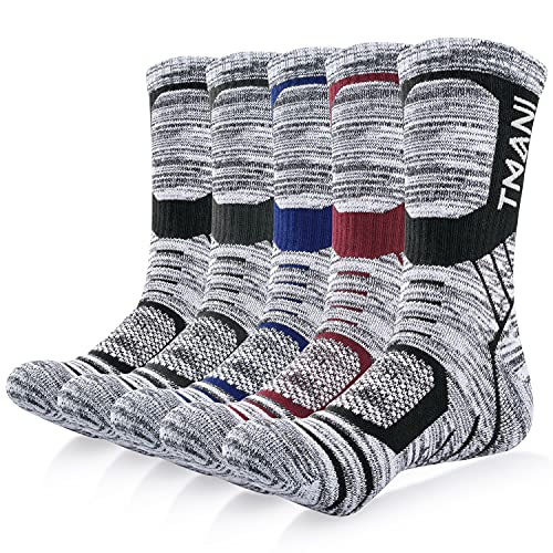 Benirap 5 Paar Wandersocken Herren Damen 43-46 35-38, Socken Baumwolle Sportsocken Atmungsaktiv Arbeitssocken 39-42 47-50 47-49 Laufsocken Verstärkte Sneaker Socken Fahrradsocken für Winter Warm von Benirap