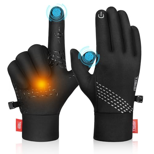 Benirap Fahrradhandschuhe Herren Damen Warme Winterhandschuhe Wasserabweisende Touchscreenhandschuhe Winddichte Laufhandschuhe rutschfeste Sporthandschuhe zum Laufen, Radfahren, Klettern (ST03, M) von Benirap