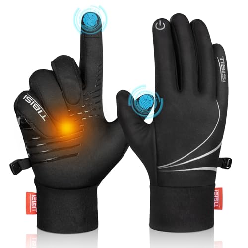 Benirap Fahrradhandschuhe Herren Damen Warme Winterhandschuhe Wasserabweisende Touchscreenhandschuhe Winddichte Laufhandschuhe rutschfeste Sporthandschuhe zum Laufen, Radfahren, Klettern -TM04,L von Benirap