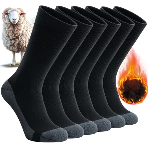 Benirap Merino Socken Wandersocken, Professionell Thermosocken Wintersocken, Outdoor Anti-Blasen Trekkingsocken Arbeitssocken Warme Wollsocken skisocken für Herren Damen 3 Paar (Schwarz M) von Benirap