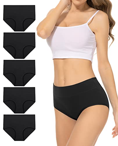 Benirap Unterhosen Damen, Unterwäsche Weich Baumwolle, 5er Pack Stretch Hohe Taille Slips, Hipster Unterwäsche Damen, Atmungsaktive Unterwäsche Frauen Panties, für Frauen Geburtstag von Benirap