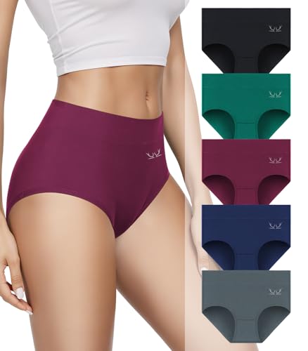 Benirap Unterhosen Damen, Unterwäsche Weich Baumwolle, 5er Pack Stretch Hohe Taille Slips, Hipster Unterwäsche Damen, Atmungsaktive Unterwäsche Frauen Panties, für Frauen Geburtstag von Benirap