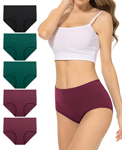 Benirap Unterhosen Damen Baumwolle Hohe Taille Slips Hipster Unterwäsche Frauen 5er Pack Panties Damen Atmungsaktive & Weich Stretch von Benirap