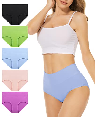 Benirap Unterhosen Damen, Unterwäsche Weich Baumwolle, 5er Pack Stretch Hohe Taille Slips, Hipster Unterwäsche Damen, Atmungsaktive Unterwäsche Frauen Panties, für Frauen Geburtstag von Benirap