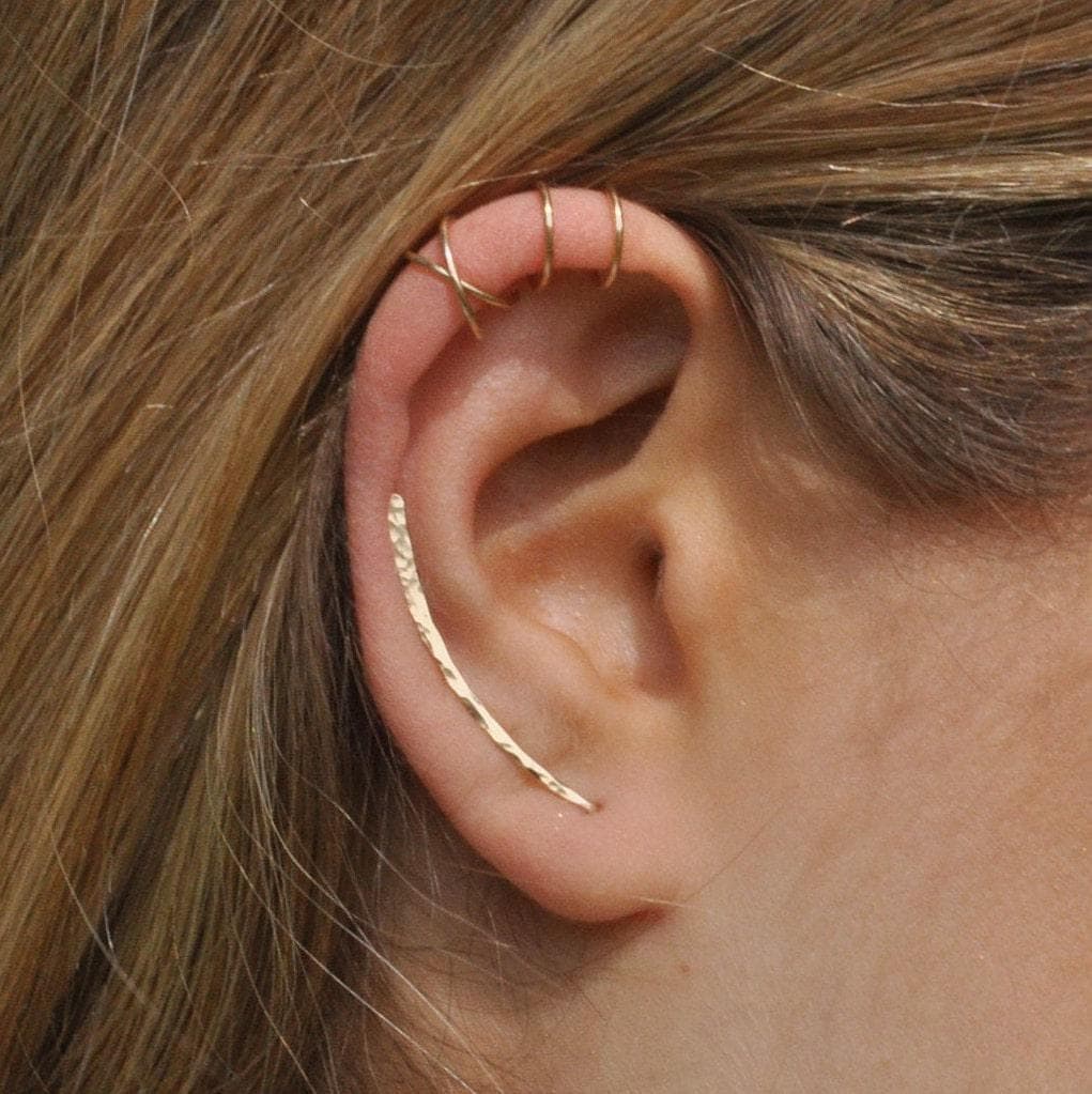 Gehämmertes Ohrring Stapel Set, Ohr Kletterer Ohrringe Ohrmanschetten Kein Piercing von Benittamoko