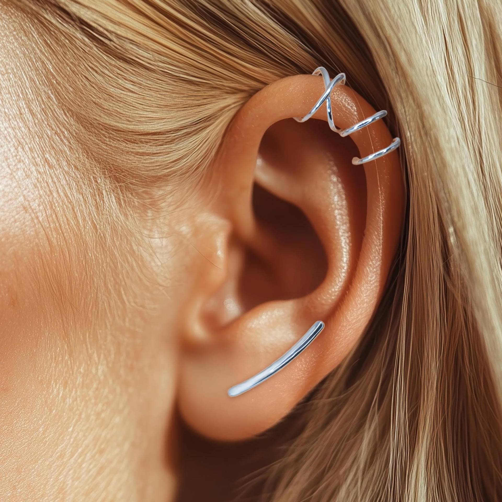 Gold Oder Silber Ohrmanschette Kein Piercing Set, Mismatched Ohrringe von Benittamoko