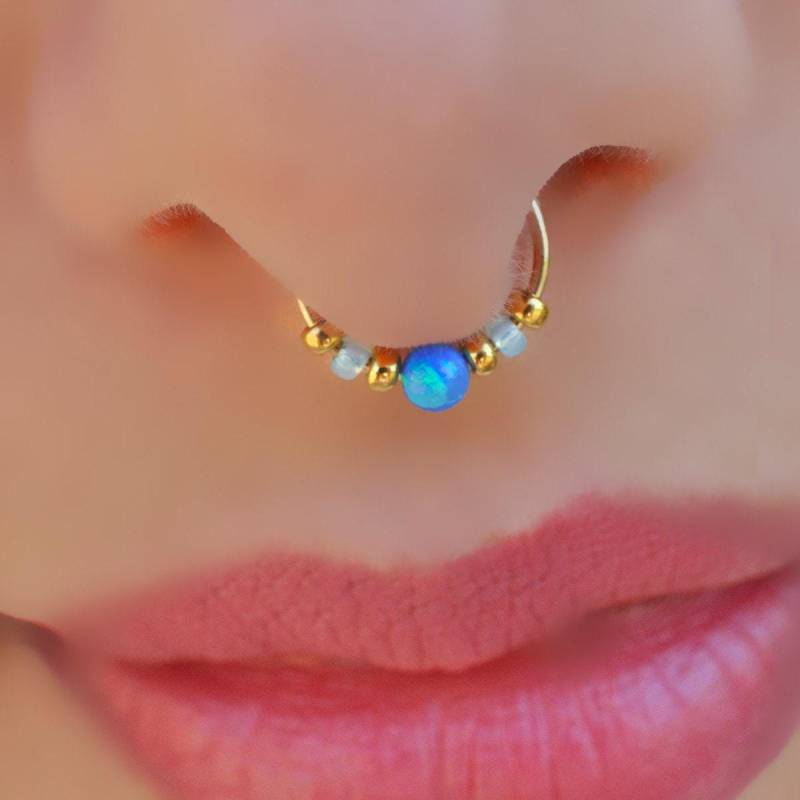 Kein Piercing Benötigt Septum Ring, Fake Piercing, Schmuckclip, False Hoop Beads von Benittamoko