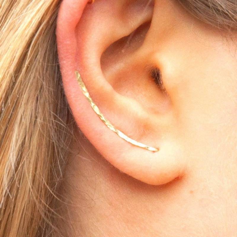Ohr Kletterer Ohrringe, Gold Pin, Crawler Gold, Ohrringe Ear Jacket, Handgemachter Schmuck Geschenk von Benittamoko