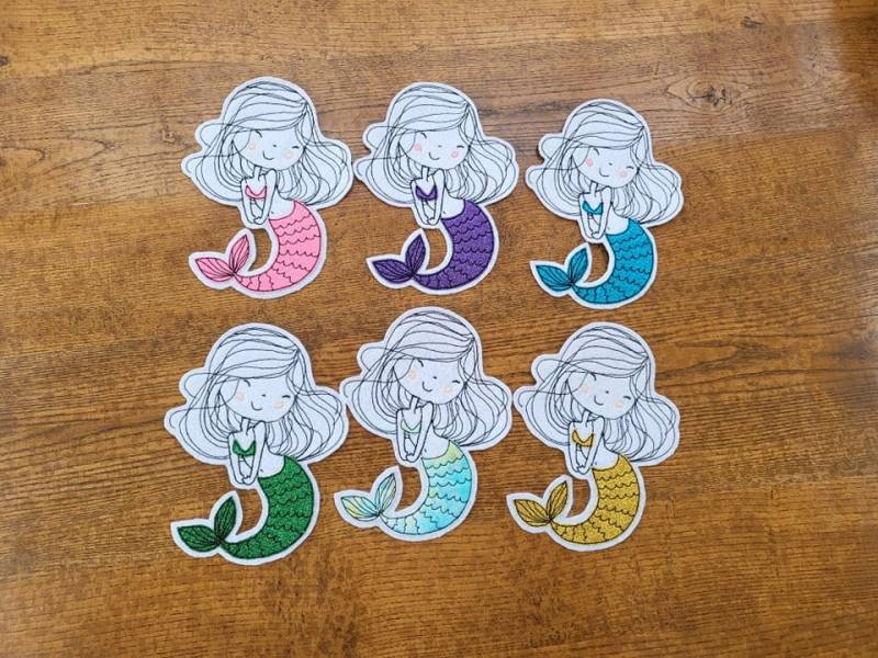 Große Applikation Meerjungfrau Bügelbild, Gestickt Handmade Versch. Farben von BenjoliDesign