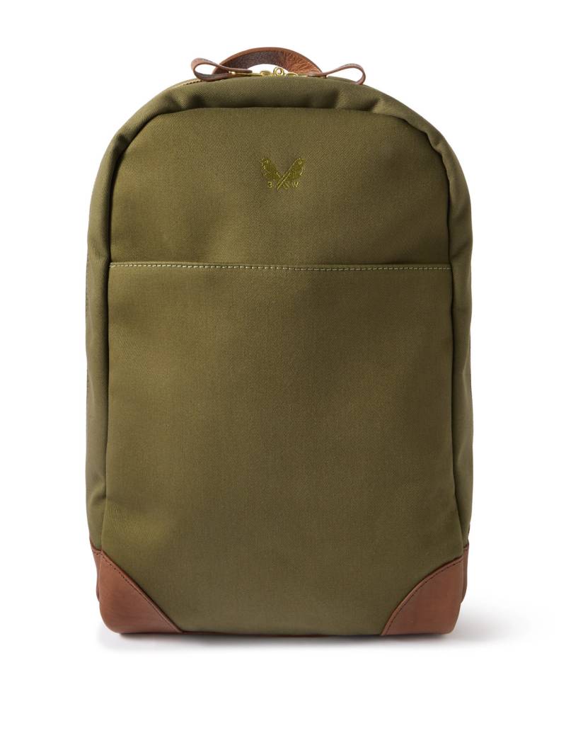 Bennett Winch - Logo-Embroidered Leather-Trimmed Cotton-Canvas Backpack - Men - Green von Bennett Winch