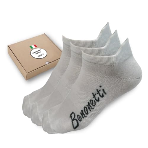 3er-Pack Sneaker Socken Herren Damen - Funktionssocken mit Fersenlasche Anti-Blasen Schutz - Unisex Baumwolle Sneakersocken - Atmungsaktive robuste Sportsocken - rutschfest Laufsocken Socks in weiß von Benonetti