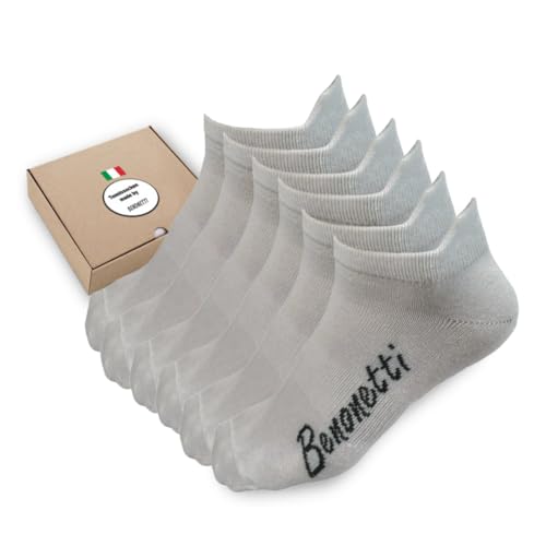 6er-Pack Sneaker Socken Herren Damen - Funktionssocken mit Fersenlasche Anti-Blasen Schutz - Unisex Baumwolle Sneakersocken - Atmungsaktive robuste Sportsocken - rutschfest Laufsocken Socks in weiß. von Benonetti