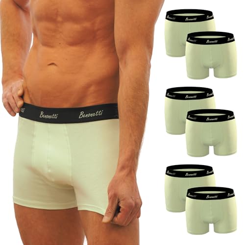 Benonetti Boxershorts Herren Baumwolle 6er Pack - Unterhosen mit elastischem Bund - Bequeme Männer Retroshorts - Unterwäsche ohne störendes Etikett - Italienische Mode & Design - hellgrün (XL) von Benonetti