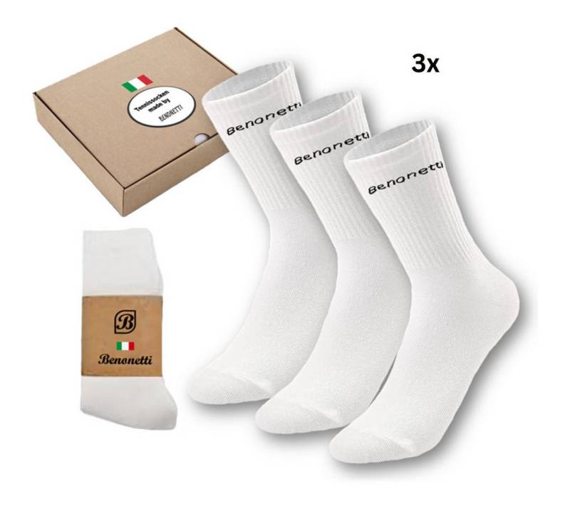 Benonetti Tennissocken für Herren & Damen - Unisex Sportsocken Baumwolle - Laufsocken (3-Paar) Robust & Langlebig - Optimale Kompression - verursacht keine Blasen von Benonetti