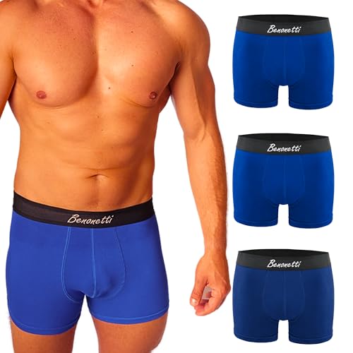 Benonetti Herren Boxershorts (3er Pack) aus Premium Baumwolle – Sportliche, atmungsaktive Männer- mit elastischem Bund (DE/NL/SE/PL, Alphanumerisch, L, Regular, Regular, Blau) von Benonetti