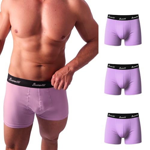 Benonetti Herren Boxershorts (3er Pack) aus Premium Baumwolle – Sportliche, atmungsaktive Männer- mit elastischem Bund (DE/NL/SE/PL, Alphanumerisch, XL, Regular, Regular, Flieder) von Benonetti
