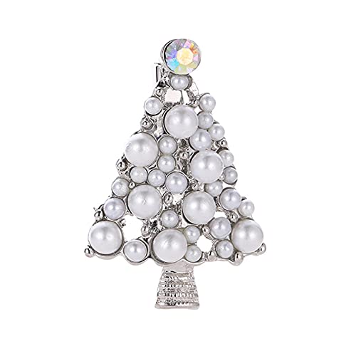 Benoon Perle Weihnachtsbaum Brosche Brosche Pin Weihnachtsbaum Form Faux Perlen Schmuck Brosche Kleidung Dekor, Metall von Benoon