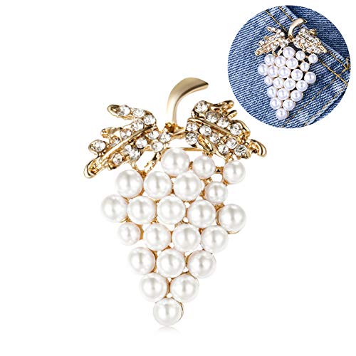 Benoon Elegante Frauen Faux Pearl Strass Trauben Brosche Pin Kleid Schal Zubehör, Frauen Brosche Pin Geschenk von Benoon