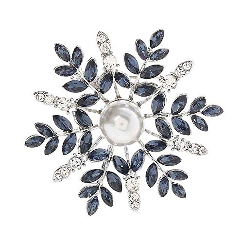 Benoon Frauen Strass Faux Pearl Schneeflocke Brosche Pin Abzeichen Cardigan Schal Zubehör, Frauen Brosche Pin Geschenk Silber von Benoon