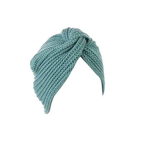 Benoon Frauen Winter Thermische Hüte Turban Hut Böhmische Elastische Acrylfaser Frauen Gestrickt Indische Kopf Wrap für Outdoor, Rote Bohnengrün, 5 1/2-6 1/2 von Benoon