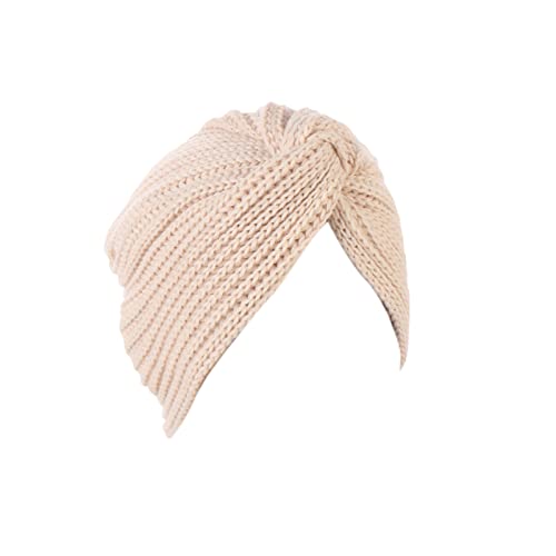 Benoon Frauen Winter Thermische Hüte Turban Hut Böhmische Elastische Acrylfaser Frauen Gestrickt Indische Kopf Wrap für Outdoor, beige, 5 1/2-6 1/2 von Benoon