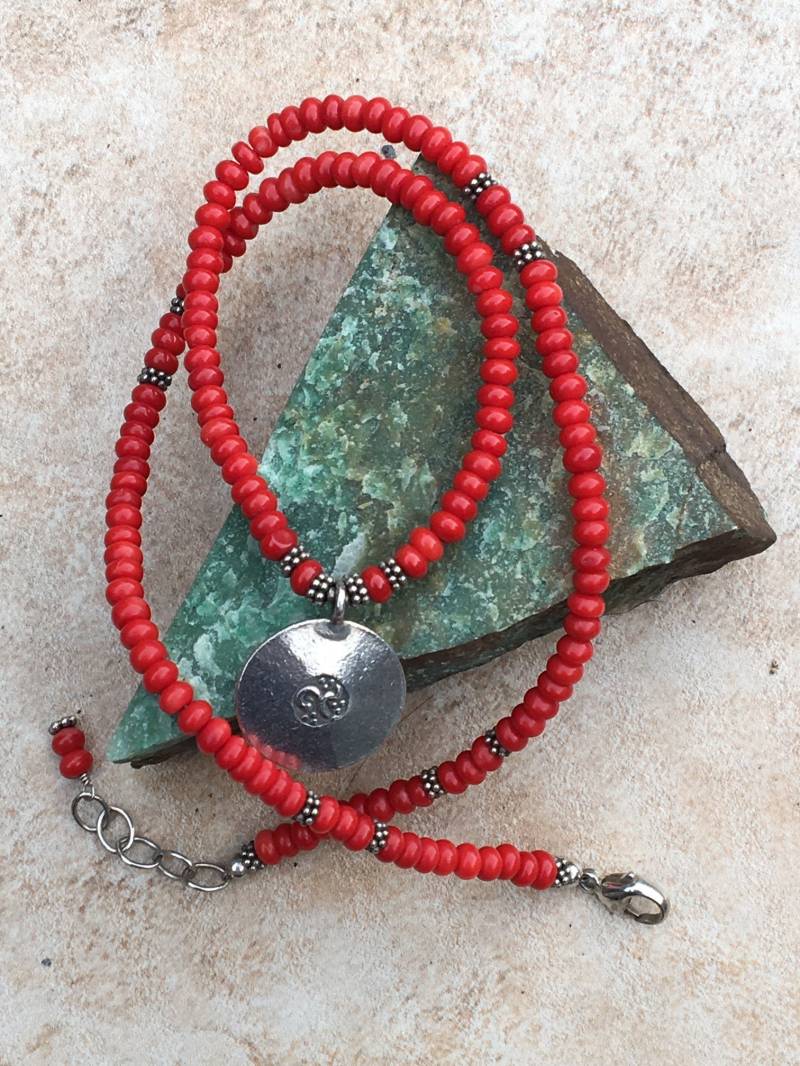 Roter Bambus Koralle Halskette von BensonHandcrafted