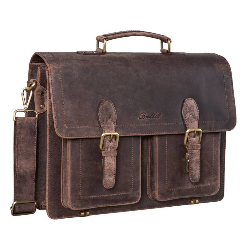 Benthill Aktentasche Echt Leder Laptoptasche Notebooktasche Umhängetasche Laptoptasche, Schultergurt / Umhängegurt Reißverschlussfach von Benthill