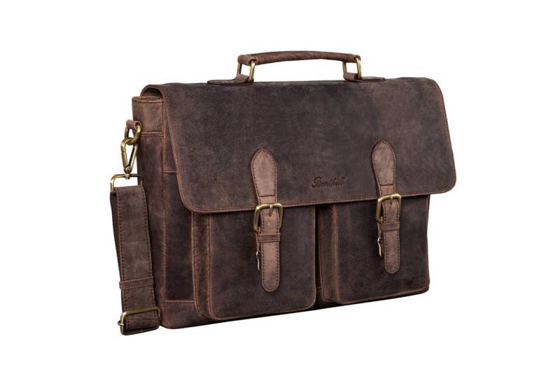 Benthill Aktentasche Echt Leder Laptoptasche Notebooktasche Umhängetasche Aktentasche Groß, Schultergurt / Umhängegurt Reißverschlussfach von Benthill