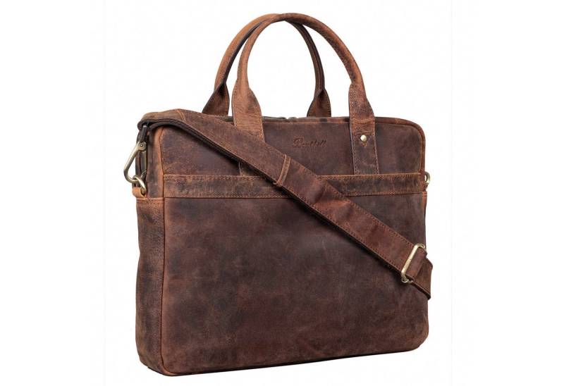 Benthill Aktentasche Echt Leder Laptoptasche Notebooktasche Vintage Herren Umhängetasche, Schultergurt / Umhängegurt Reißverschlussfach von Benthill