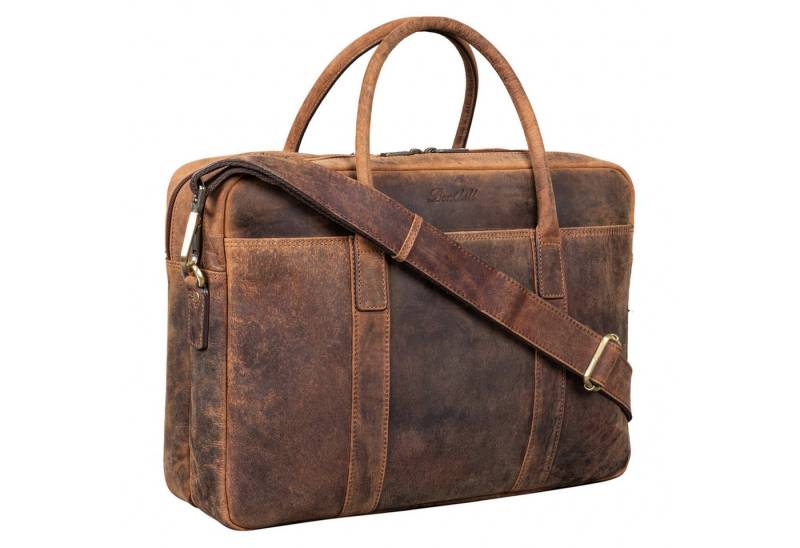 Benthill Aktentasche Echt Leder Notebooktasche Herren Laptoptasche Vintage Umhängetasche, Schultergurt / Umhängegurt Reißverschlussfach von Benthill