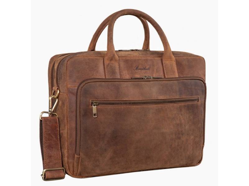 Benthill Aktentasche Echt Leder Laptoptasche Notebooktasche Umhängetasche Laptoptasche, Schultergurt / Umhängegurt Reißverschlussfach von Benthill