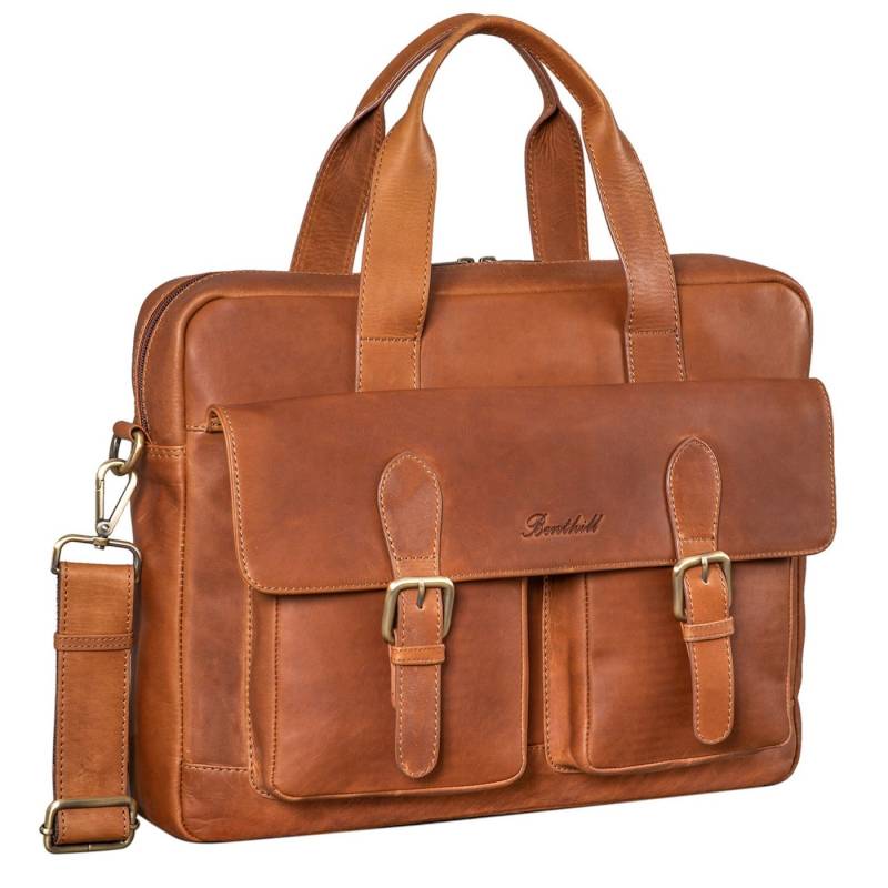Benthill Aktentasche Echt Leder Laptoptasche Notebooktasche Umhängetasche Laptoptasche, Schultergurt / Umhängegurt Reißverschlussfach von Benthill