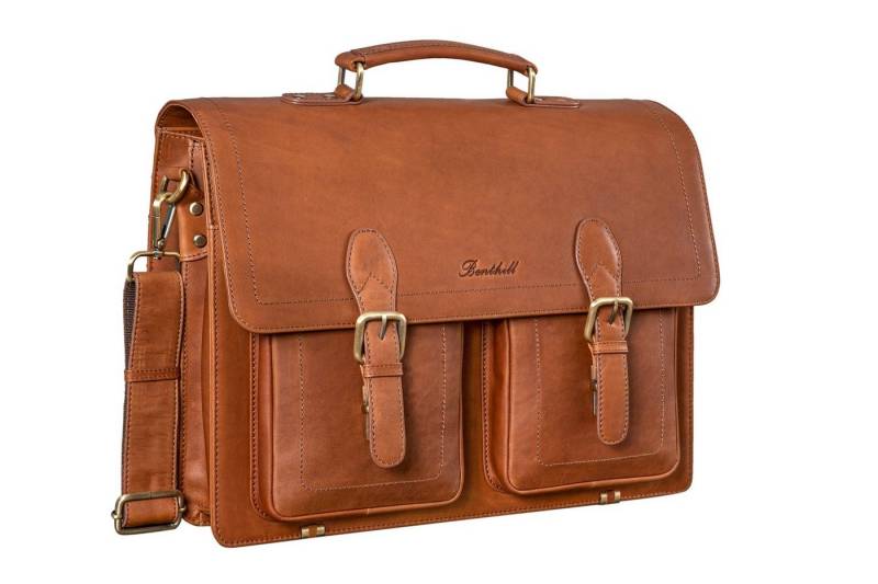 Benthill Aktentasche Echt Leder Laptoptasche Notebooktasche Umhängetasche Laptoptasche, Schultergurt / Umhängegurt Reißverschlussfach von Benthill