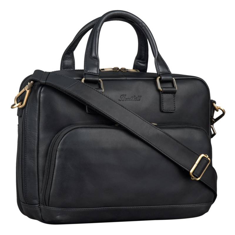 Benthill Aktentasche Echt Leder Laptoptasche Notebooktasche Aktentasche Vintage Groß Herren, Schultergurt / Umhängegurt Reißverschlussfach von Benthill