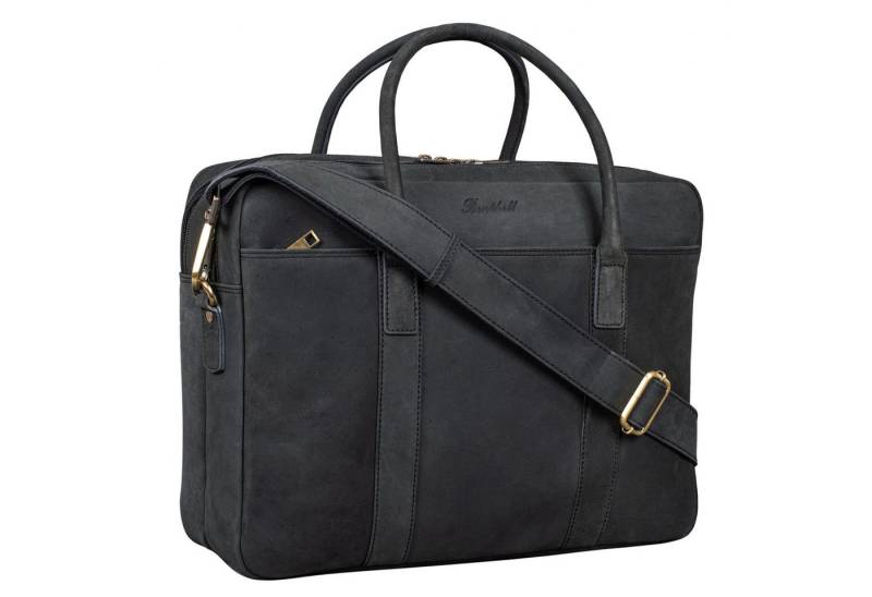Benthill Aktentasche Echt Leder Notebooktasche Herren Laptoptasche Vintage Umhängetasche, Schultergurt / Umhängegurt Reißverschlussfach von Benthill
