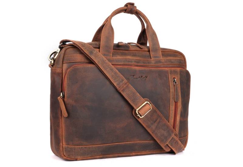 Benthill Aktentasche Echt Leder Laptoptasche Notebooktasche Umhängetasche Schultertasche, Schultergurt / Umhängegurt Reißverschlussfach von Benthill