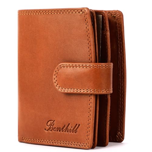 Benthill Damen Geldbörse Echt Leder RFID Schutz | Portemonnaie mit Kartenfächern & Münzfach | Frauen Geldbeutel | Vintage Damenbörse inkl. Geschenkbox, Farbe:Braun von Benthill